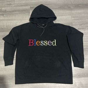 Forever 21 Black Hoodie with Multicolor Drawstrings